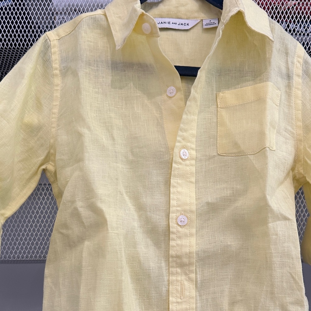 Janie and Jack Light Yellow Button Down Shirt
